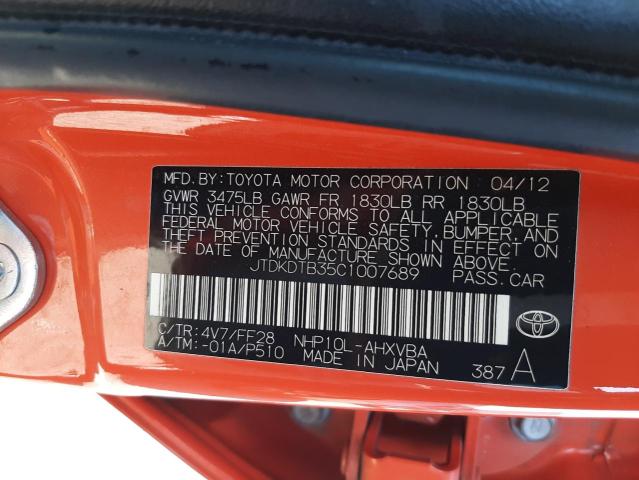 Photo 10 from auction – 2012 TOYOTA PRIUS C with VIN JTDKDTB35C1007689
