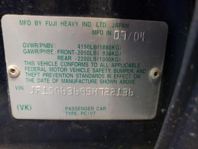 Photo 10 from auction – 2005 SUBARU FORESTER 2 with VIN JF1SG63695H722136