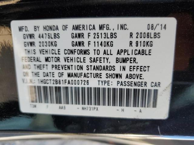 Photo 10 from auction – 2015 HONDA ACCORD EXL with VIN 1HGCT2B81FA000726