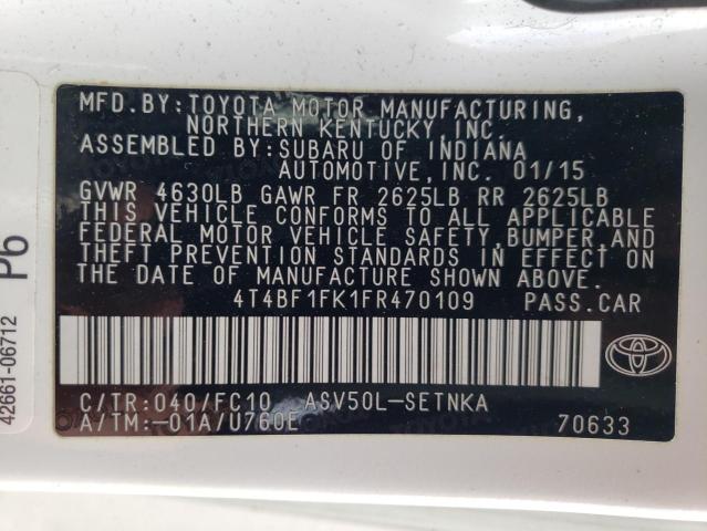 Photo 10 from auction – 2015 TOYOTA CAMRY LE with VIN 4T4BF1FK1FR470109