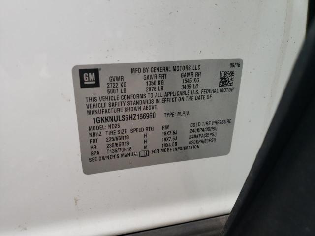 Photo 10 from auction – 2017 GMC ACADIA SLT with VIN 1GKKNULS6HZ156960