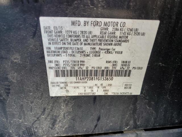 Photo 10 from auction – 2015 FORD TAURUS SE with VIN 1FAHP2D81FG153650