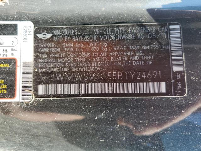 Photo 10 from auction – 2011 MINI COOPER S with VIN WMWSV3C55BTY24691