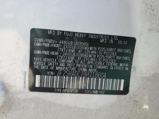 Photo 10 from auction – 2011 SUBARU FORESTER 2 with VIN JF2SHADC2BH718604