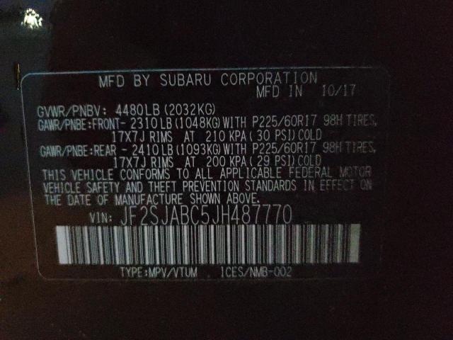 Photo 10 from auction – 2018 SUBARU FORESTER 2 with VIN JF2SJABC5JH487770