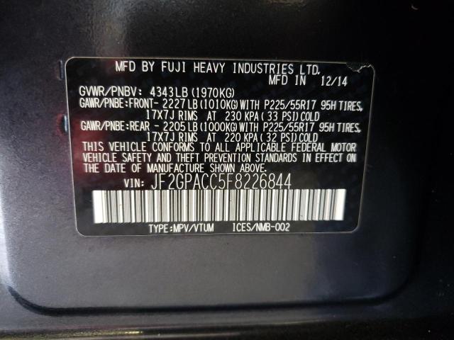Photo 10 from auction – 2015 SUBARU XV CROSSTR with VIN JF2GPACC5F8226844