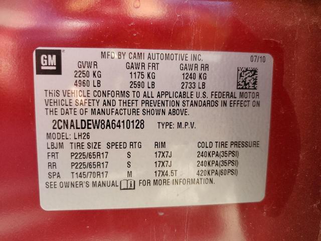 Photo 10 from auction – 2010 CHEVROLET EQUINOX LT with VIN 2CNALDEW8A6410128