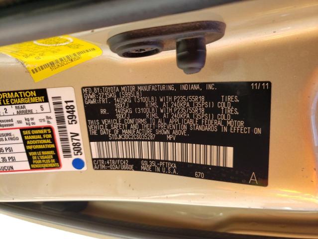 Photo 10 from auction – 2012 TOYOTA SIENNA LE with VIN 5TDJK3DC2CS035287