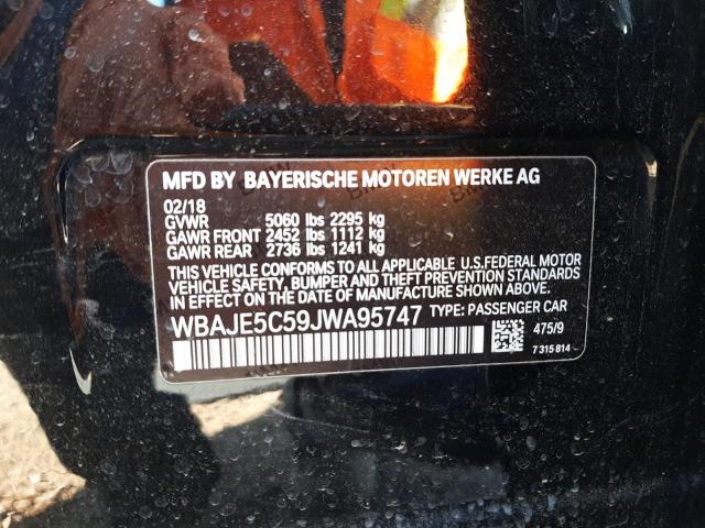 Photo 10 from auction – 2018 BMW 540 I with VIN WBAJE5C59JWA95747