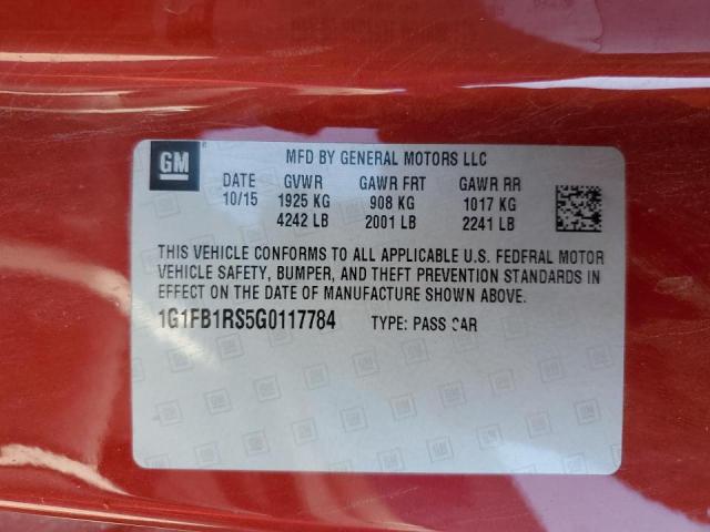 Photo 10 from auction – 2016 CHEVROLET CAMARO LT with VIN 1G1FB1RS5G0117784