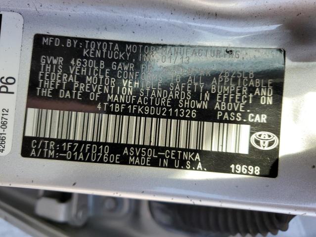 Photo 10 from auction – 2013 TOYOTA CAMRY L with VIN 4T1BF1FK9DU211326