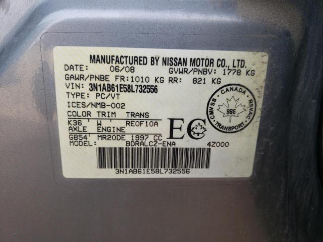 Photo 10 from auction – 2008 NISSAN SENTRA 2.0 with VIN 3N1AB61E58L732556