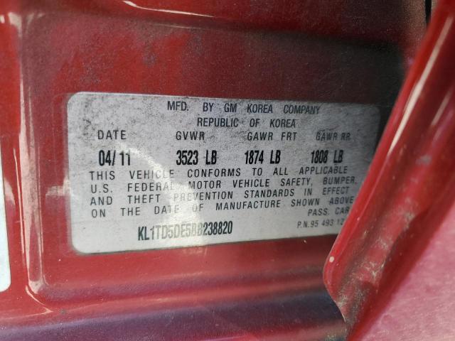 Photo 10 from auction – 2011 CHEVROLET AVEO LS with VIN KL1TD5DE5BB238820
