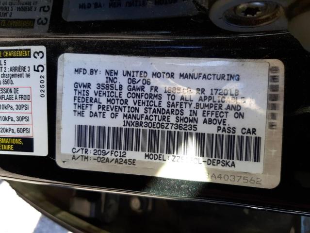 Photo 10 from auction – 2006 TOYOTA COROLLA CE with VIN 1NXBR30E06Z736235