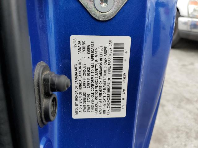 Photo 10 from auction – 2017 HONDA CIVIC EX with VIN 2HGFC3B31HH355150