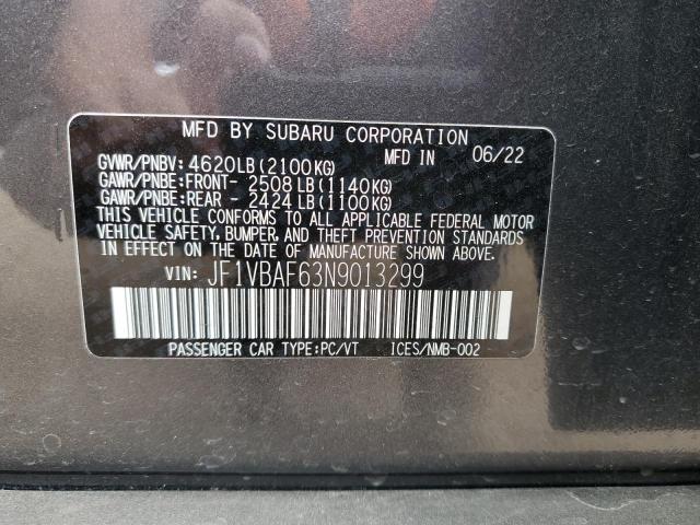 Foto 10 de la subasta – 2022 SUBARU WRX PREMIU con VIN JF1VBAF63N9013299