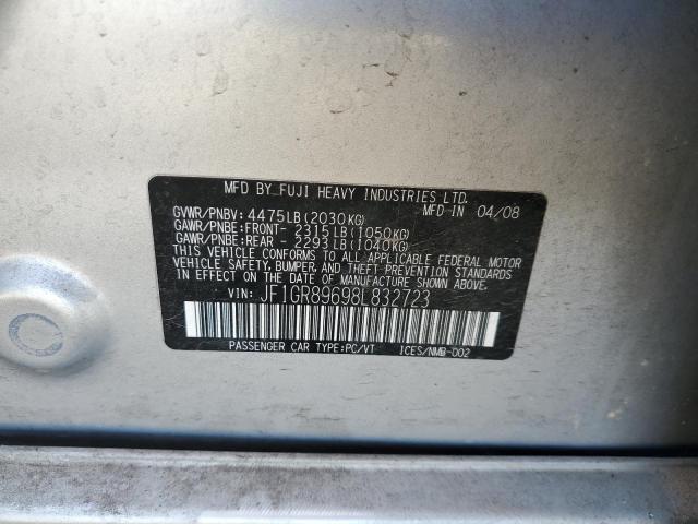 Photo 10 from auction – 2008 SUBARU IMPREZA WR with VIN JF1GR89698L832723