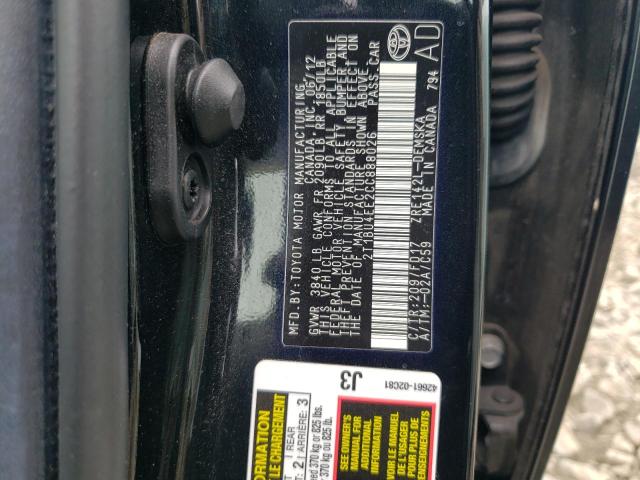 Photo 10 from auction – 2012 TOYOTA COROLLA BA with VIN 2T1BU4EE2CC888026