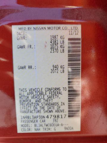 Photo 10 from auction – 2013 NISSAN ALTIMA 3.5 with VIN 1N4BL3AP3DN479817
