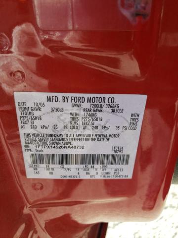 Photo 10 from auction – 2006 FORD F150 with VIN 1FTPX14526NA48732
