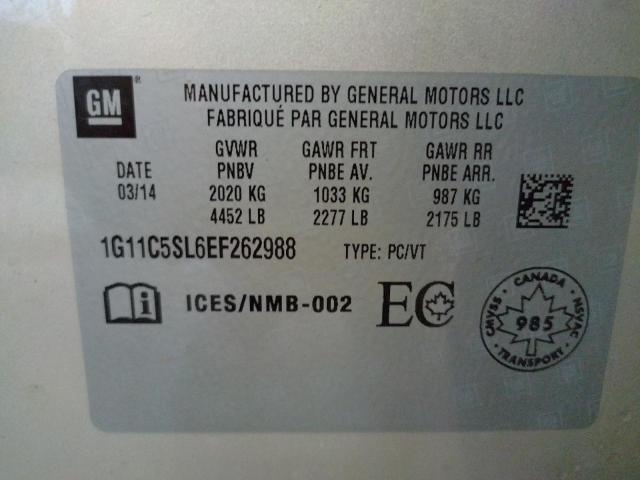 Photo 10 from auction – 2014 CHEVROLET MALIBU 1LT with VIN 1G11C5SL6EF262988