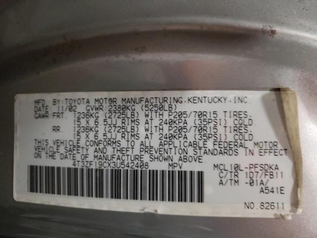 Photo 10 from auction – 2003 TOYOTA SIENNA CE with VIN 4T3ZF19CX3U542408