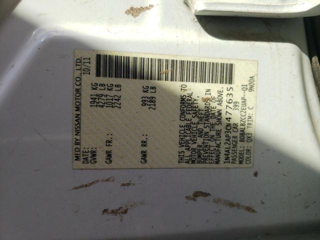 Photo 10 from auction – 2012 NISSAN ALTIMA BAS with VIN 1N4AL2AP3CN477635
