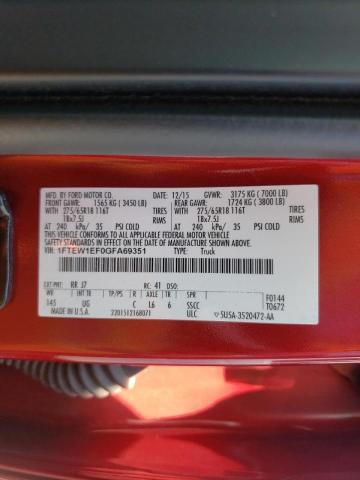 Photo 10 from auction – 2016 FORD F150 SUPER with VIN 1FTEW1EF0GFA69351