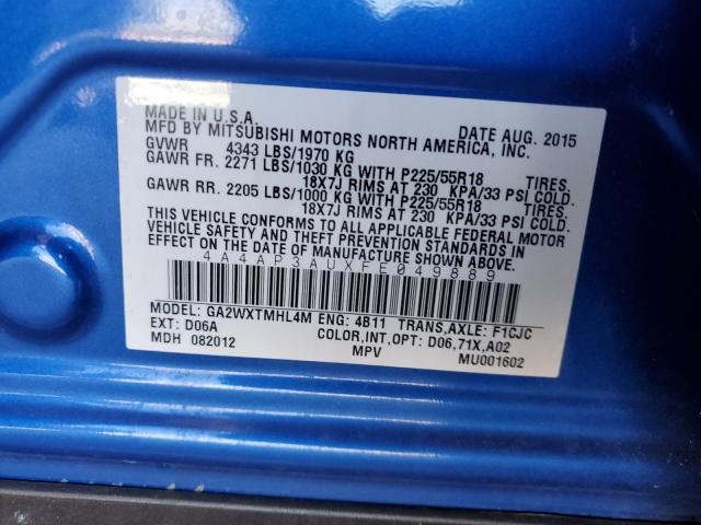 Photo 10 from auction – 2015 MITSUBISHI OUTLANDER with VIN 4A4AP3AUXFE049889