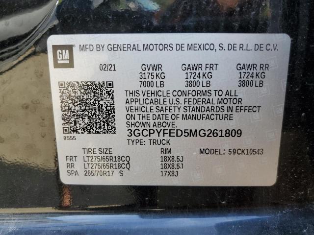 Photo 10 from auction – 2021 CHEVROLET SILVERADO with VIN 3GCPYFED5MG261809