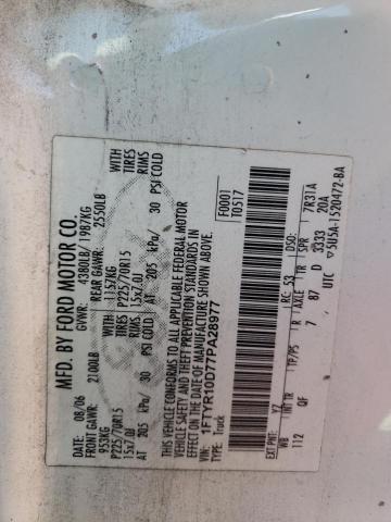 Photo 10 from auction – 2007 FORD RANGER with VIN 1FTYR10D77PA28977