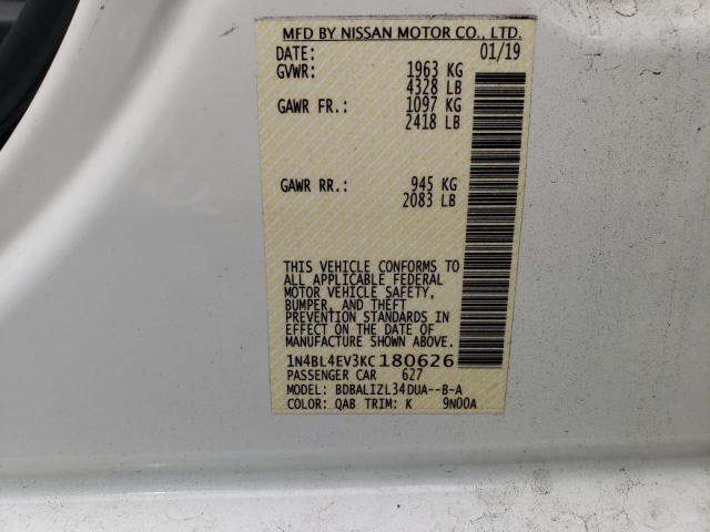 Photo 10 from auction – 2019 NISSAN ALTIMA SL with VIN 1N4BL4EV3KC180626