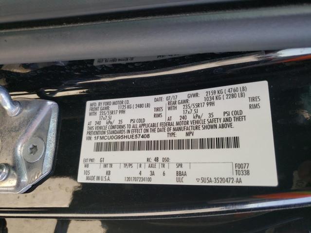 Photo 10 from auction – 2017 FORD ESCAPE SE with VIN 1FMCU0G95HUE57408