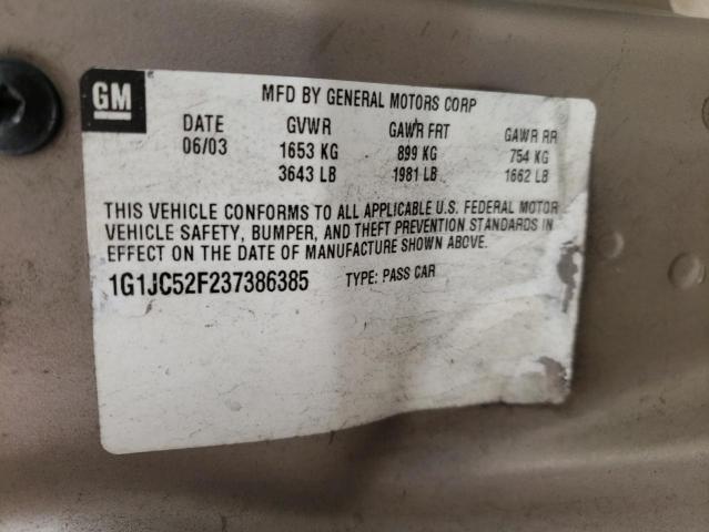 Photo 10 from auction – 2003 CHEVROLET CAVALIER with VIN 1G1JC52F237386385