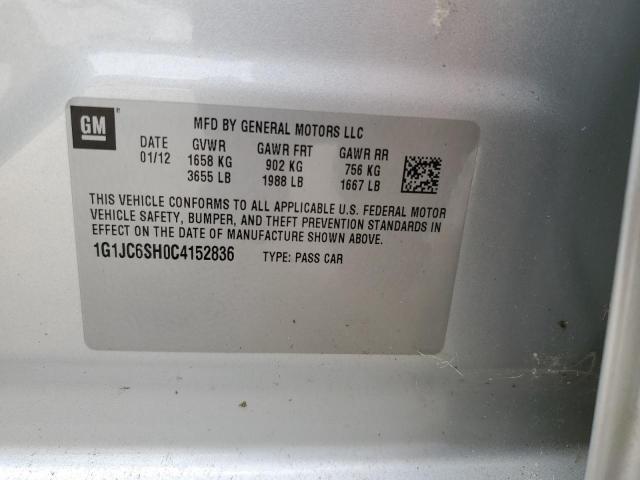 Photo 10 from auction – 2012 CHEVROLET SONIC LT with VIN 1G1JC6SH0C4152836