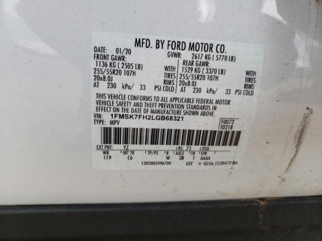 Photo 10 from auction – 2020 FORD EXPLORER L with VIN 1FMSK7FH2LGB68321