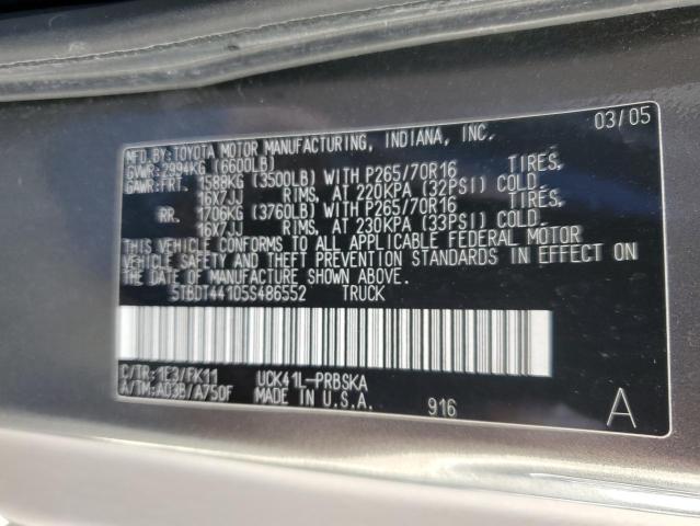 Photo 10 from auction – 2005 TOYOTA TUNDRA DOU with VIN 5TBDT44105S486552
