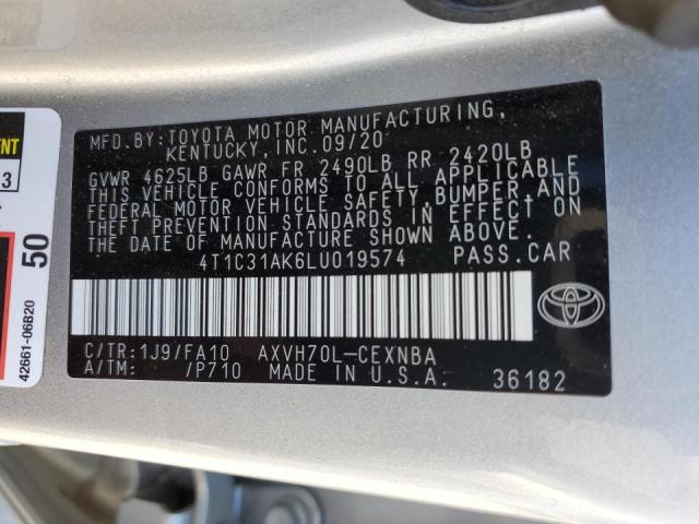 Photo 10 from auction – 2020 TOYOTA CAMRY LE with VIN 4T1C31AK6LU019574