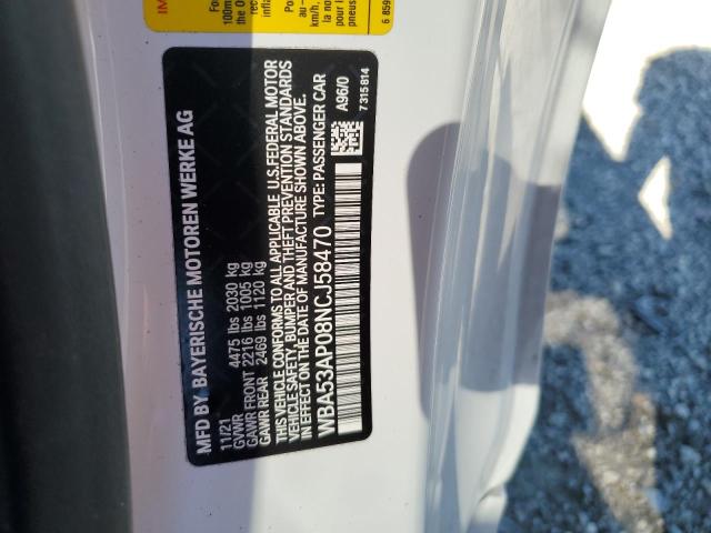 Photo 10 from auction – 2022 BMW 430I with VIN WBA53AP08NCJ58470