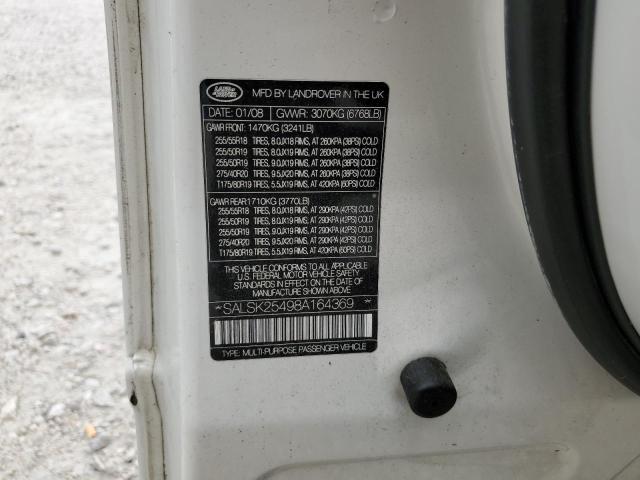 Photo 10 from auction – 2008 LAND ROVER RANGE ROVE with VIN SALSK25498A164369