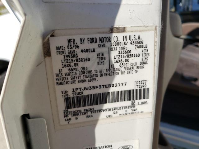Photo 10 from auction – 1996 FORD F350 with VIN 1FTJW35F3TEB03177