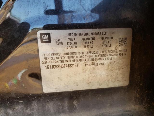 Photo 10 from auction – 2015 CHEVROLET SONIC LT with VIN 1G1JC5SH5F4182137