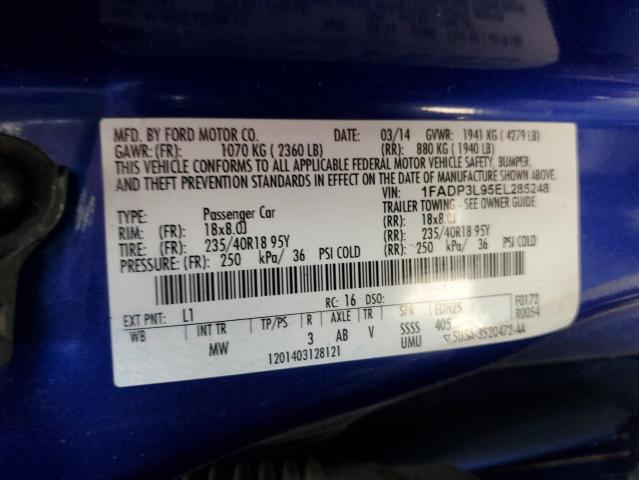Photo 10 from auction – 2014 FORD FOCUS ST with VIN 1FADP3L95EL285248