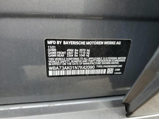 Photo 10 from auction – 2022 BMW 228XI with VIN WBA73AK01N7K42090