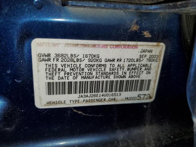 Photo 10 from auction – 2004 MITSUBISHI LANCER ES with VIN JA3AJ26E14U016513