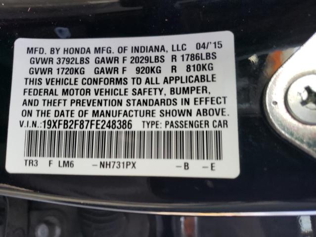 Photo 10 from auction – 2015 HONDA CIVIC EX with VIN 19XFB2F87FE248386