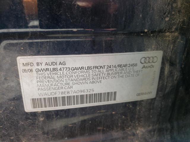 Photo 10 from auction – 2007 AUDI A4 2.0T QU with VIN WAUDF78E87A096325