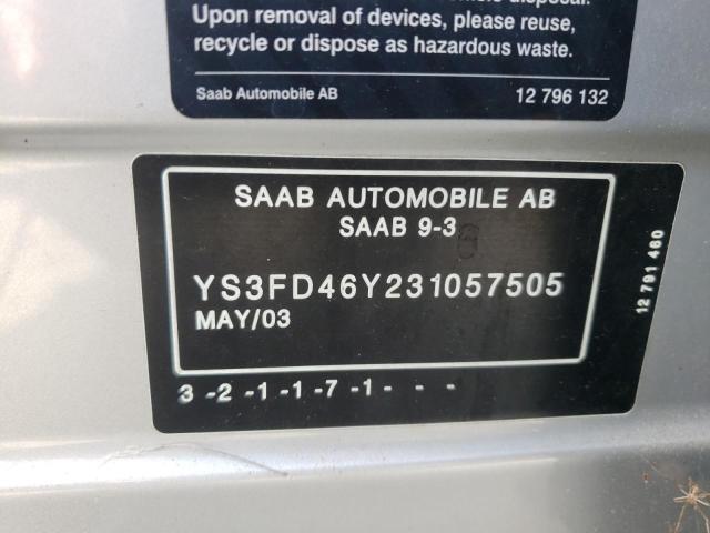 Photo 10 from auction – 2003 SAAB 9-3 ARC with VIN YS3FD46Y231057505
