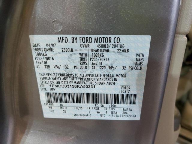 Photo 10 from auction – 2008 FORD ESCAPE XLT with VIN 1FMCU03158KA50331