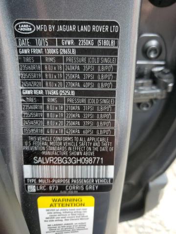 Photo 10 from auction – 2016 LAND ROVER RANGE ROVE with VIN SALVR2BG3GH098771